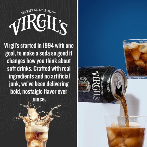 12oz 24 Pack Virgil's Handcrafted Root Beer - Rich Bold Flavor - Cans