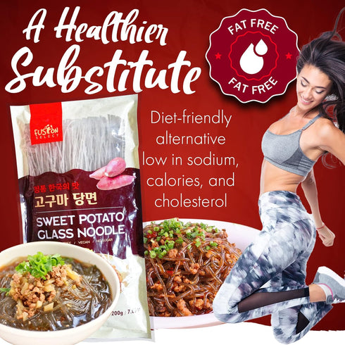 1 Pack 7.05oz Fusion Select Sweet Potato Glass Noodles - Japchae Noodles - Zero-Fat, Low-Calorie, No-Sodium