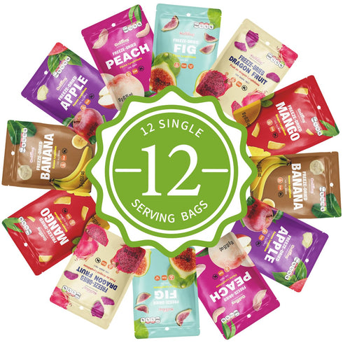 12 Pack Pack, 0.35 ONETANG Freeze-Dried Mixed Fruit, Single-Serve Non GMO, Kosher, No Add Sugar, Gluten free, Vegan