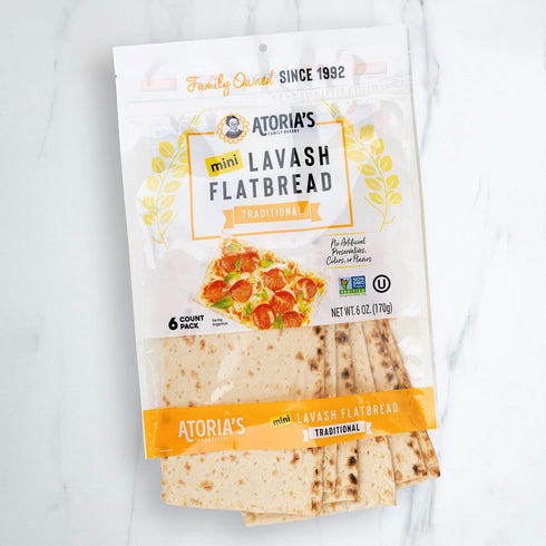8 Pack 48 8-Packs 6 (48 Atoria's Family Bakery Mini Traditional Lavash Flatbread | Individual Mini Lavash Wraps | Fresh