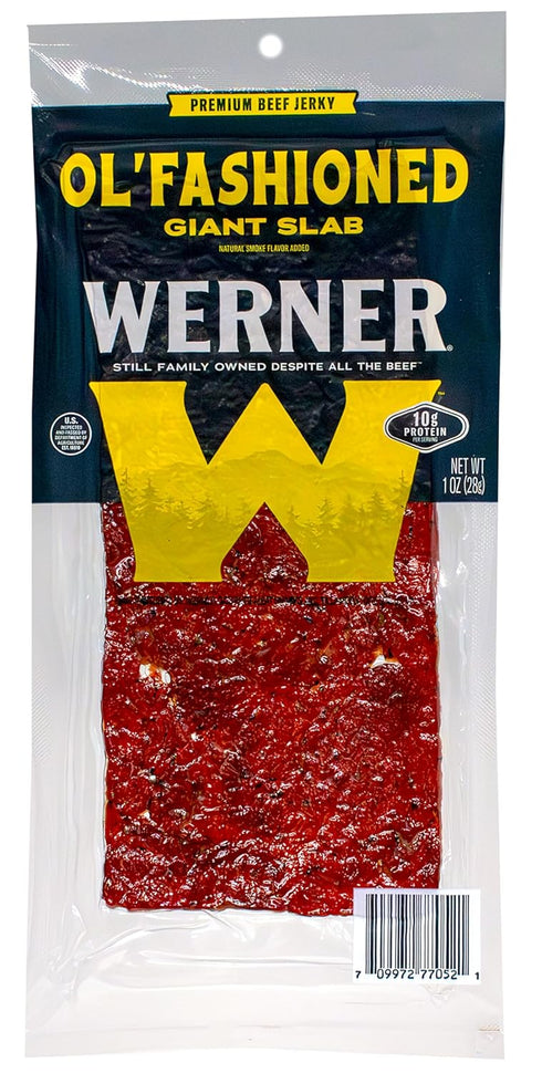 Pack 15 (5 1 Werner Beef Jerky Slab Variety of Teriyaki, Sea Salt and Pepper, & Hot and Spicy Jerky Slabs of each)