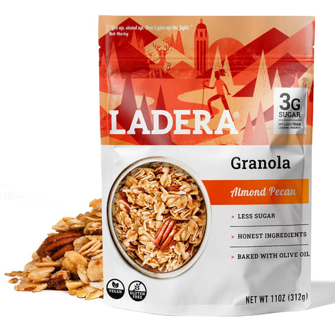 Ladera Almond Pecan Granola - Low Sugar Artisanal Breakfast Cereal, Gluten Free