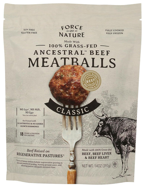 Force of Nature Meats Ancestral Beef Meatballs, 14 OZ
