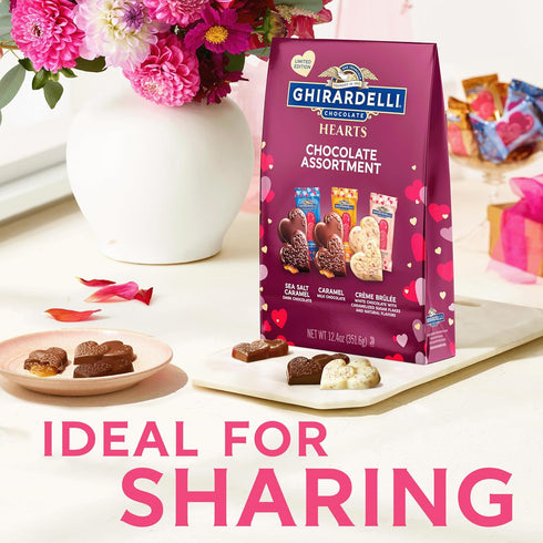 15.2 oz GHIRARDELLI Hearts Chocolate Assortment, Bag Premium Valentines Day Candy Individually Wrapped Assorted