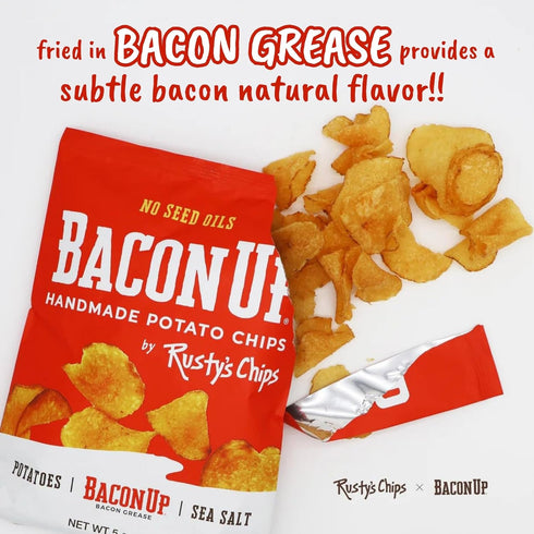 5oz (4 Packs) Bacon Up - Handmade Crunchy Healthy Potato Chips - No Preservatives, No Seed Oils, Gluten Free, Healthy