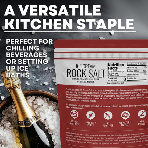 10 lbs Rock Salt for Ice Cream Making, Universally Compatible Coarse and Non-Iodized Salt for All Ice Cream Maker