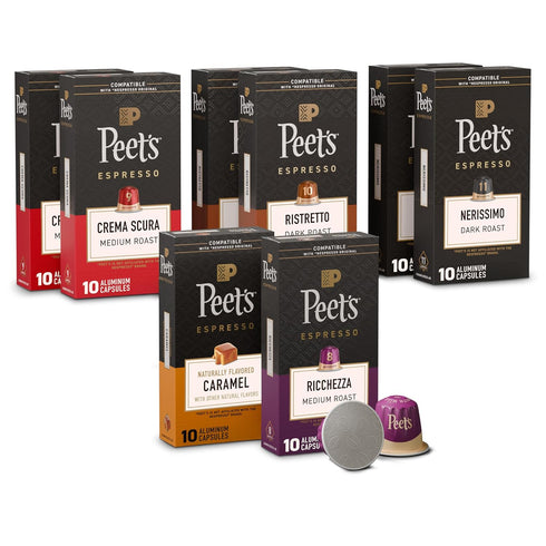 Peet's Coffee, Dark Roast Espresso Capsules Variety Pack, Compatible with Nespresso Original