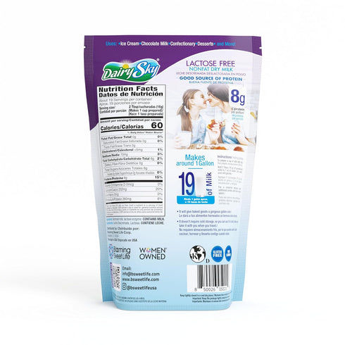 11 Oz 1 Pack DairySky Lactose Free Milk Powder - Non GMO Fat Free Powdered Milk for Baking & Coffee, Kosher