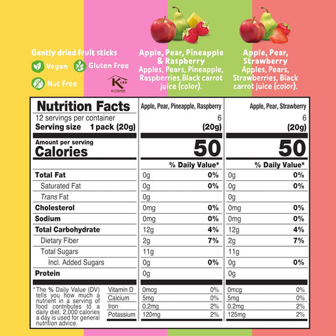 Pack 0.7 (Pack 20) BEAR Real Fruit Snack Splits - Gluten Free, Vegan, and Non-GMO - Variety (Apple/Strawberry