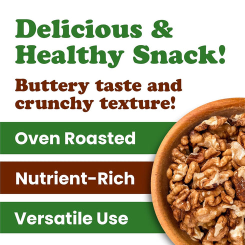 12 Food to Live Dry Roasted Walnut Halves and Pieces, Ounces Oven Toasted, Unsalted, Great for Baking and Salads.