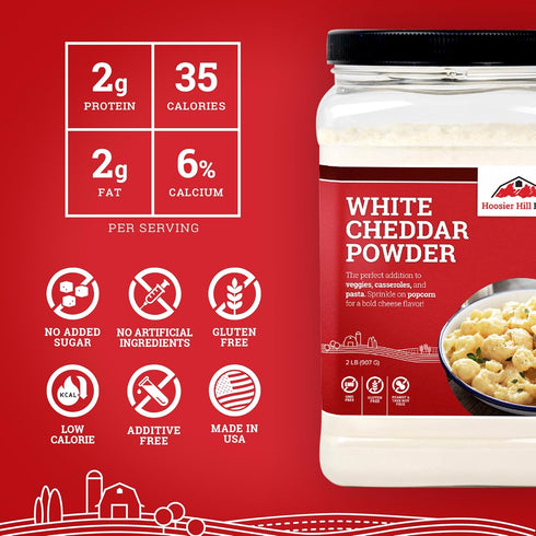 2LB (Pack 1) Hoosier Hill Farm White Cheddar Cheese Powder