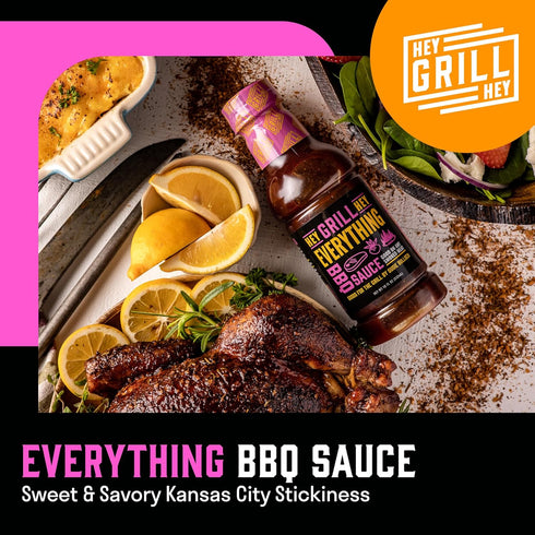 Set Set Hey Grill Hey | BBQ Seasoning and Barbeque Sauce Gift | Seasoning | Beef Rub, Sweet Rub, Everything Barbecue
