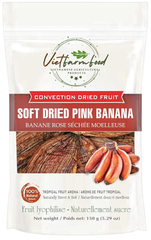 SOFT DRIED PINK BANANA 5.29oz (150g) VIETFARMFOOD: Convection dried fruit, pure natural