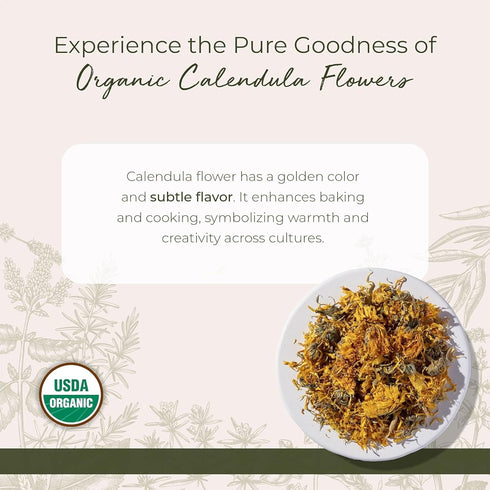 1 lb Starwest Botanicals Organic Dried Calendula Flowers - Natural Loose Leaf Herb for Tea & Culinary Use, Herbal