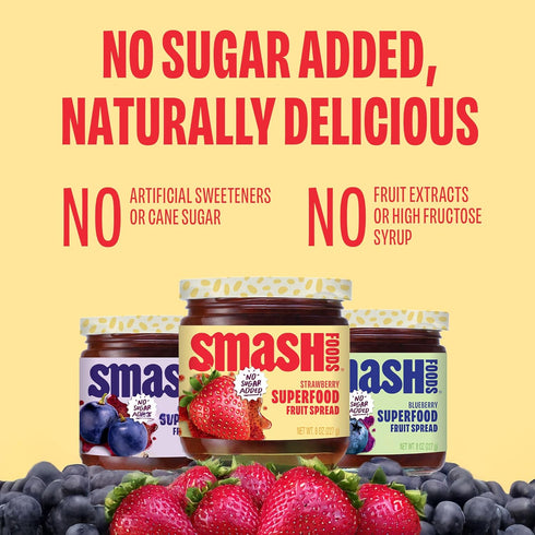 3-Pack Smash Foods Jam, Variety Family Favorites | No Sugar Added, Naturally Sweet Jelly | Keto Friendly, Low Calorie