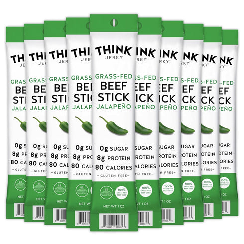 Think Jerky Jalapeno Beef Sticks, Gluten and Sugar Free, No Nitrates, Keto