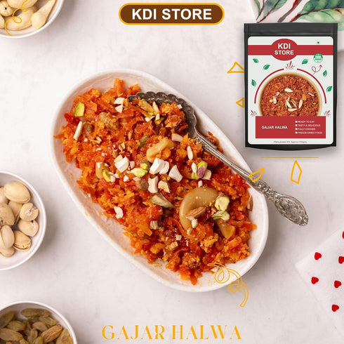 Store 65g KDI Gajar Halwa, Ready to Eat Traditional Indian Carrot Dessert with Dry Fruits, Freeze Dried