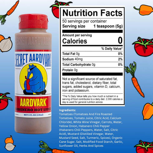 Secret Aardvark Habanero Hot Sauce - Medium Spiced Hot Sauce with Habanero Peppers & Roasted Tomatoes
