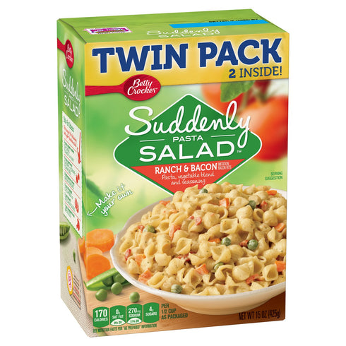 Betty Crocker Suddenly Pasta Salad, Ranch and Bacon, Dry Meals, 2 ct,