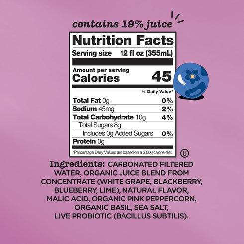 (12pk) Culture Pop Soda, Wild Berries & Lime, Probiotic Low Sugar Soda, Sparkling Juice Alternative, Non-GMO, Kosher