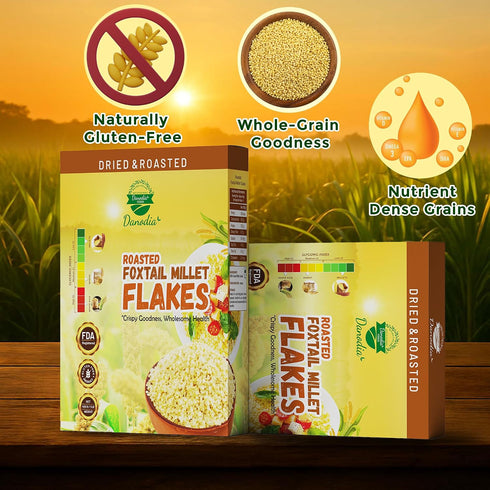 (450g/17oz) Danodia Foods Organic Foxtail Millet Flakes | Roasted & Ready-to-Eat | Ideal for Porridge, Puddings