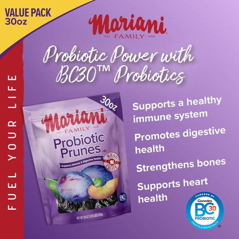 30oz Immune Mariani Probiotic Prunes Pitted Unsweetened, - Bulk Dried Fruits No Sugar Added - California Dried Prunes