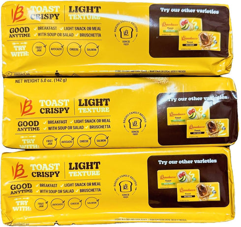5 Oz 3 Pack Bauducco Original Toast, Light Crispy Bread, Boxes, Breakfast Snack