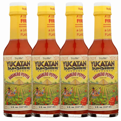 Try Me Yucatan Sunshine Habanero Pepper Sauce, 5oz Bottle (Pack of 4)