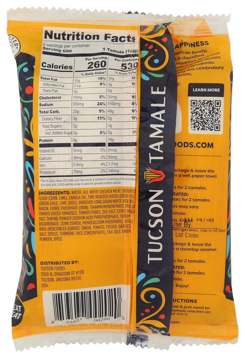 TUCSON TAMALE UNWRAP HAPPINESS 10 Oz (Frozen) Tucson Tamale Company, Green Chile & Chicken Tamales