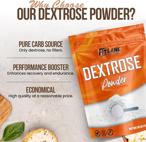 5 lbs Bulk Dextrose Powder - Pure Carbs Unflavored - Good Source of Glucose and Carbohydrates - Food Grade Sugar