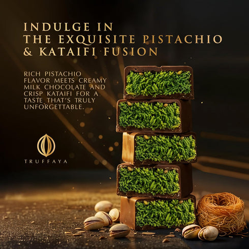 Truffaya 7.41 oz Pack Dubai Chocolate Bar Pistachio Kataifi - Premium Kunafa Style Milk Chocolates with Pistachio