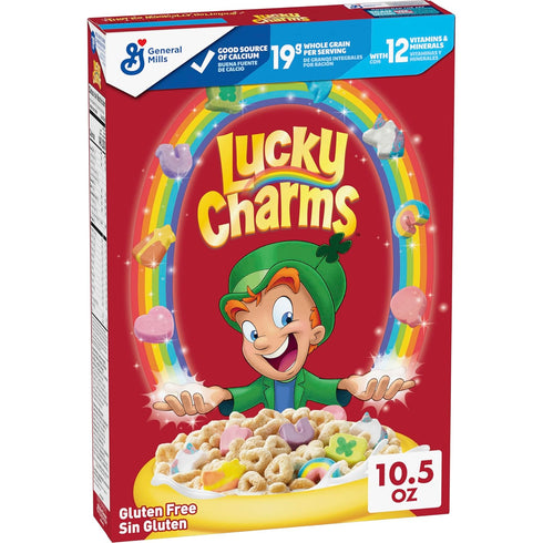 Lucky Charms Gluten Free Cereal with Marshmallows, Kids Breakfast Cereal, Made with