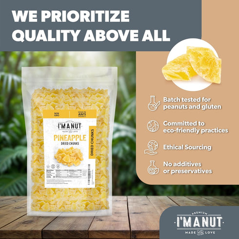 16oz Premium Dried Pineapple Chunks | Non-GMO, Batch Tested Gluten & Peanut Free | Ethically Sourced for Guilt-Free