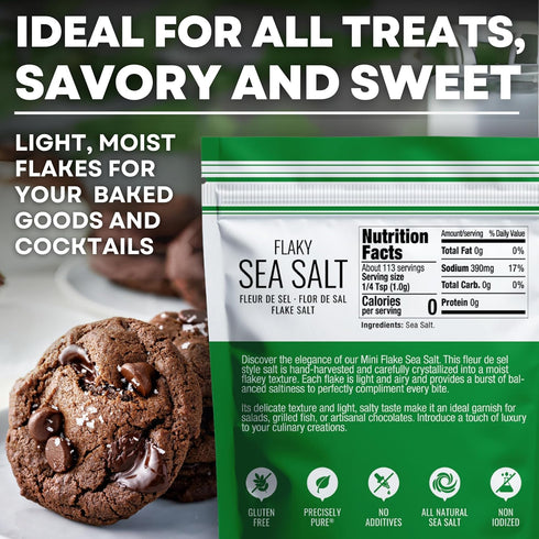 4 oz Garnishing Hand Harvested Sea Salt Grains, Baja Fleur de Sel Grain Salt, for Baking and Cooking and Fishing, Bag