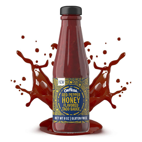 8 Ortega Red Pepper Honey Taco Sauce, Sweet and Spicy Sauce and Marinade, Ounce