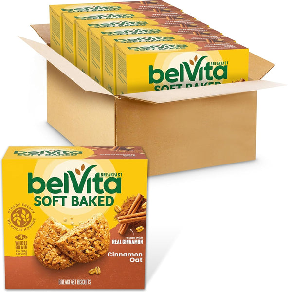 belVita Soft Baked Breakfast Bars, Cinnamon Oat, 6 Boxes of 5 Packs