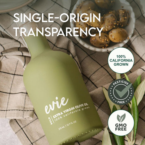 100% 12.7 oz) Evie Organic Extra Virgin Olive Oil Bold - California Grown, Cold Pressed EVOO | Pure High Polyphenol