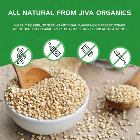 2 Jiva Organic White Whole Grain Quinoa Pound Vacuum Sealed Bag - Ready to cook, Grown in India
