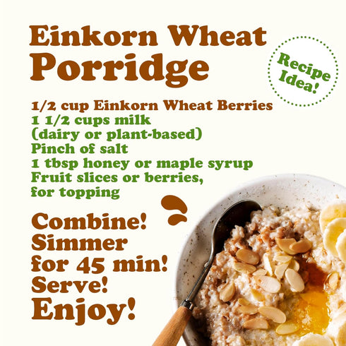 3 Food to Live Organic Einkorn Wheat Berries, Pounds Non-GMO, Good Source of Protein, Fiber, and Vitamins, Low-glycemic