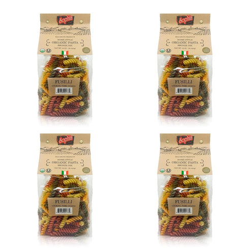 Sophia Foods Four-Color Bronze Dye Fusilli Pasta, 1lb Bag (4-Pack) - Organic,