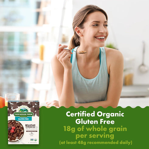 12.4 oz (Pack 2) Cascadian Farm Organic Brownie Crunch Cereal, Gluten Free, Whole Grain and Made with Real Cocoa