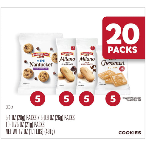 Pack, Packs, 20 Pepperidge Farm Cookies Variety Snack Pk