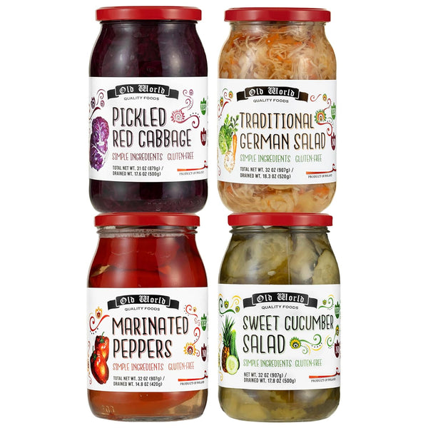Healthy Veggie Lovers Set- Includes Four 32 Oz Jars of Marinated Peppers,