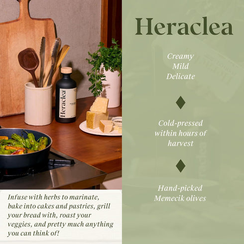 16.9oz Heraclea - Mature Harvest - Extra Virgin Olive Oil - Organic Olive Oil - Cold Pressed EVOO - Polyphenol Rich