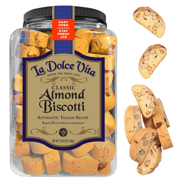 La Dolce Vita Classic Almond Italian Biscotti Cookies, Gourmet Coffee & Tea
