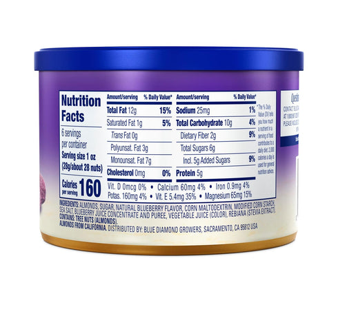 6oz Blue Diamond Almonds, Classic Blueberry Flavored Sweet Snack Nuts, Non-GMO, Kosher, and No Gluten Ingredients