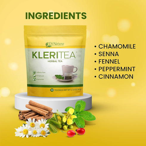 30 (Pack 1) DrNatura KleriTea Herbal Tea, Caffeine-Free Herbal Tea for Gentle, Effective Bowel Stimulation - All