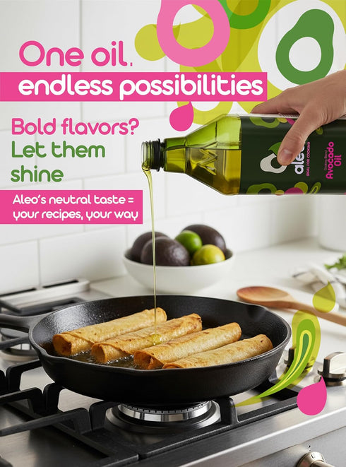 ALEO 32.1 O/950 ml , Cooking blend avocado oil, Keto, Perfect for frying, grilling, roasting & baking, Can help to keep