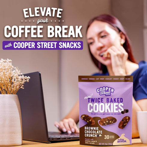 Cooper Street Twice Baked Brownie Chocolate Biscotti Cookies, Light and Crispy Coffee Cookie Bites, 5oz