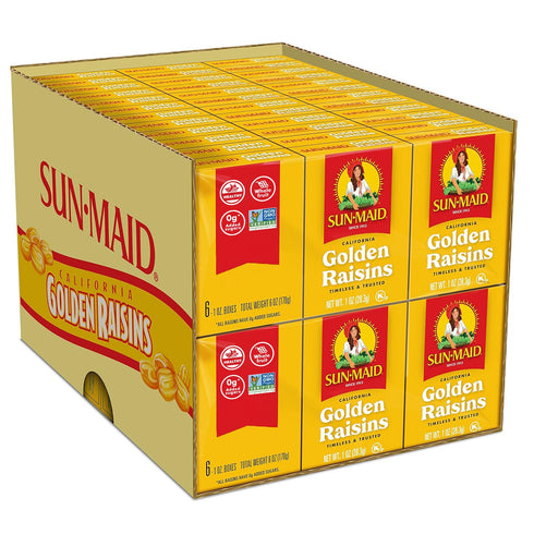Sun-Maid California Golden Raisins - (72 Pack) 1 oz Snack-Size Box -